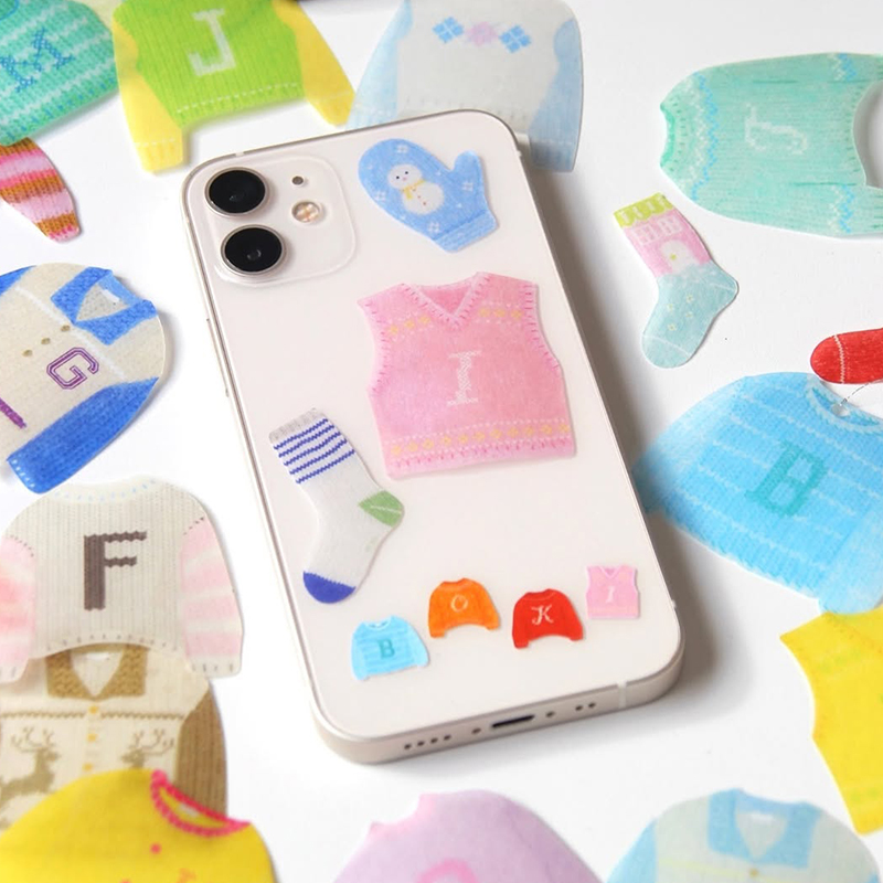 boki创意毛衣平板手账素材贴纸