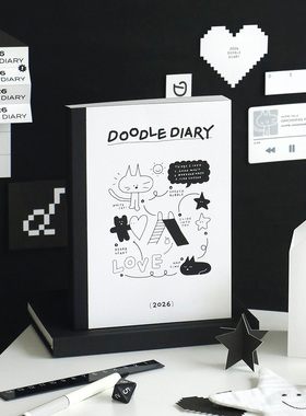 韩国iconic可爱卡通涂鸦2026日程本周计划PVC学生手账记事日记本