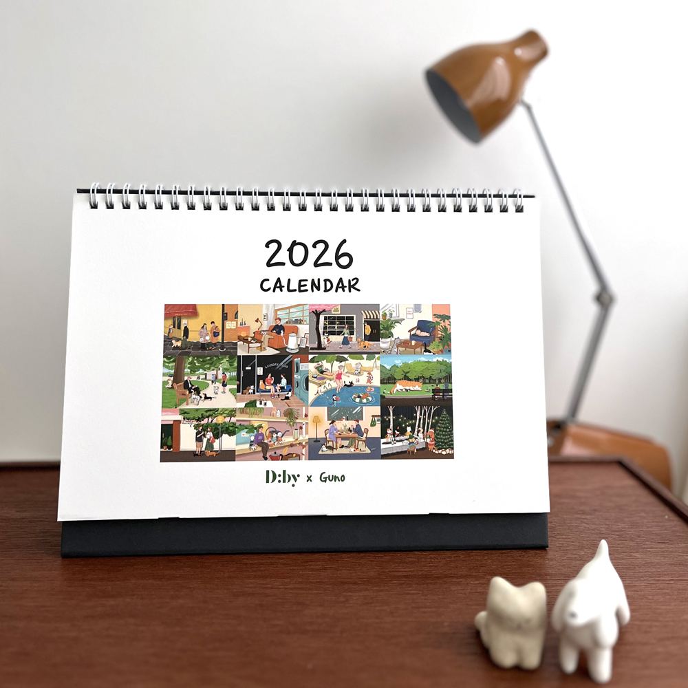 韩国原创宠物插画2026年记录台历