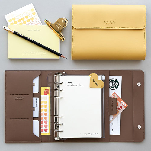 韩国进口高级皮质活页A6日记本