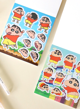 韩国flying whales可爱小新卡通像素贴纸本diy手账素材装饰小贴画