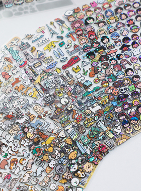 韩国ZEROPERZERO可爱插画细闪小贴纸手账咕卡装饰手机壳贴画ins风