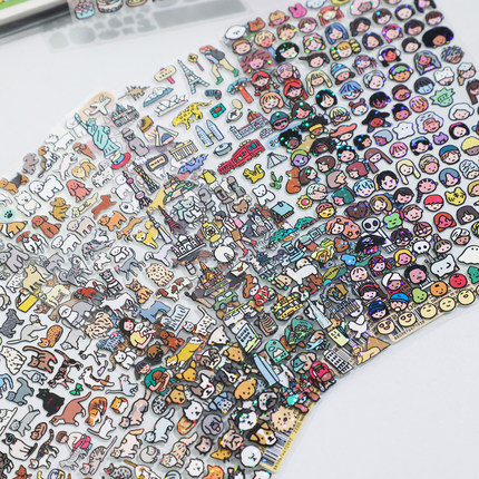 韩国ZEROPERZERO可爱插画细闪小贴纸手账咕卡装饰手机壳贴画ins风