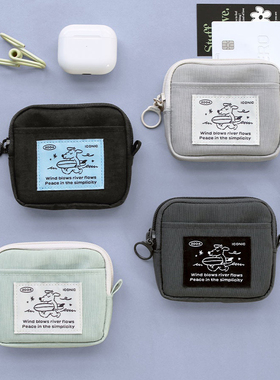 韩国ICONIC简约可爱多隔层零钱包防水尼龙便携大容量卡包收纳小包