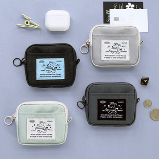 韩国ICONIC简约可爱多隔层零钱包防水尼龙便携大容量卡包收纳小包