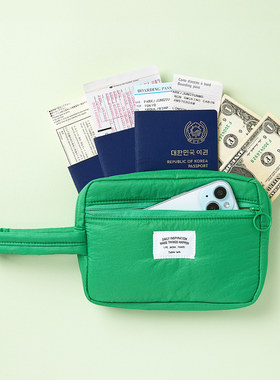 韩国antennashop简约全家旅行护照包便携现金零钱证件卡片收纳包