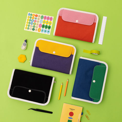 韩国尼龙撞色手账本文具收纳包