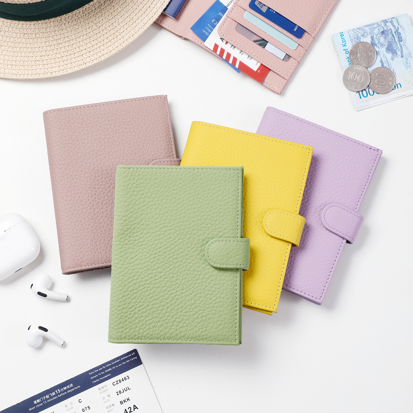 [頭層小牛皮防盜刷護照夾錢包]