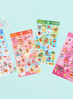 韩国flying whales可爱小新卡通贴纸手账本素材diy相片咕卡装饰贴