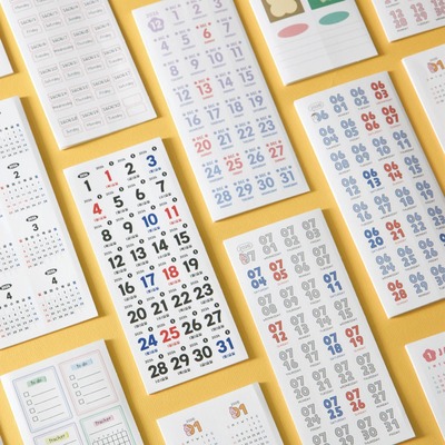 韩国文创7321日历月历装饰贴18张