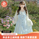 日常 汉洋折衷改良连衣裙长比甲明制汉服女款 重回汉唐初夏有风