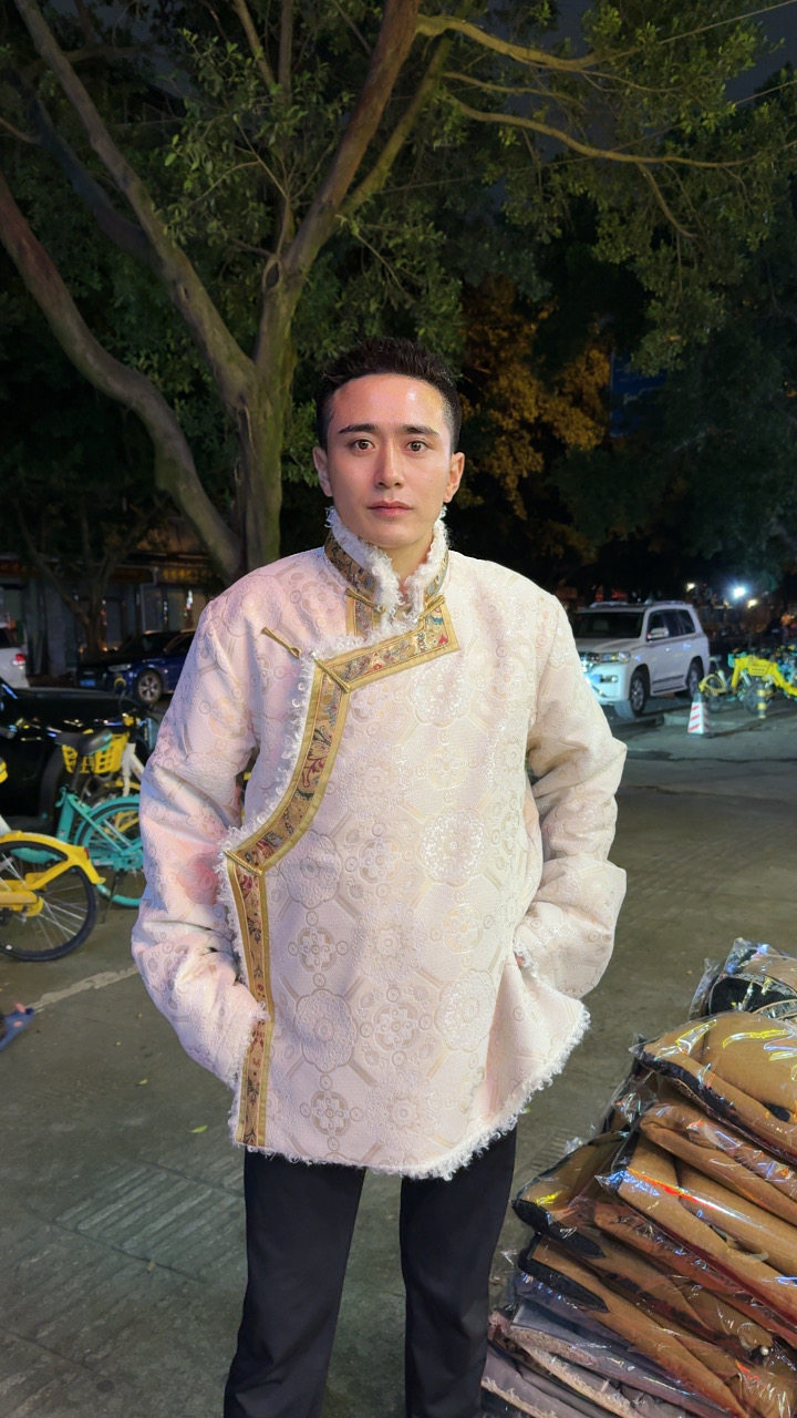 2025新男士羽绒服藏式加人造绒加厚外套藏服民族风中国风抗风保暖