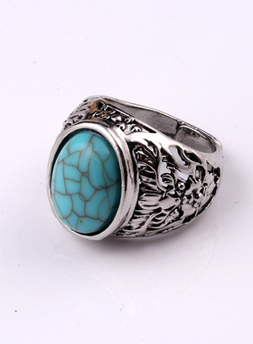 玛瑙韩国时尚手饰品刻字男士戒指