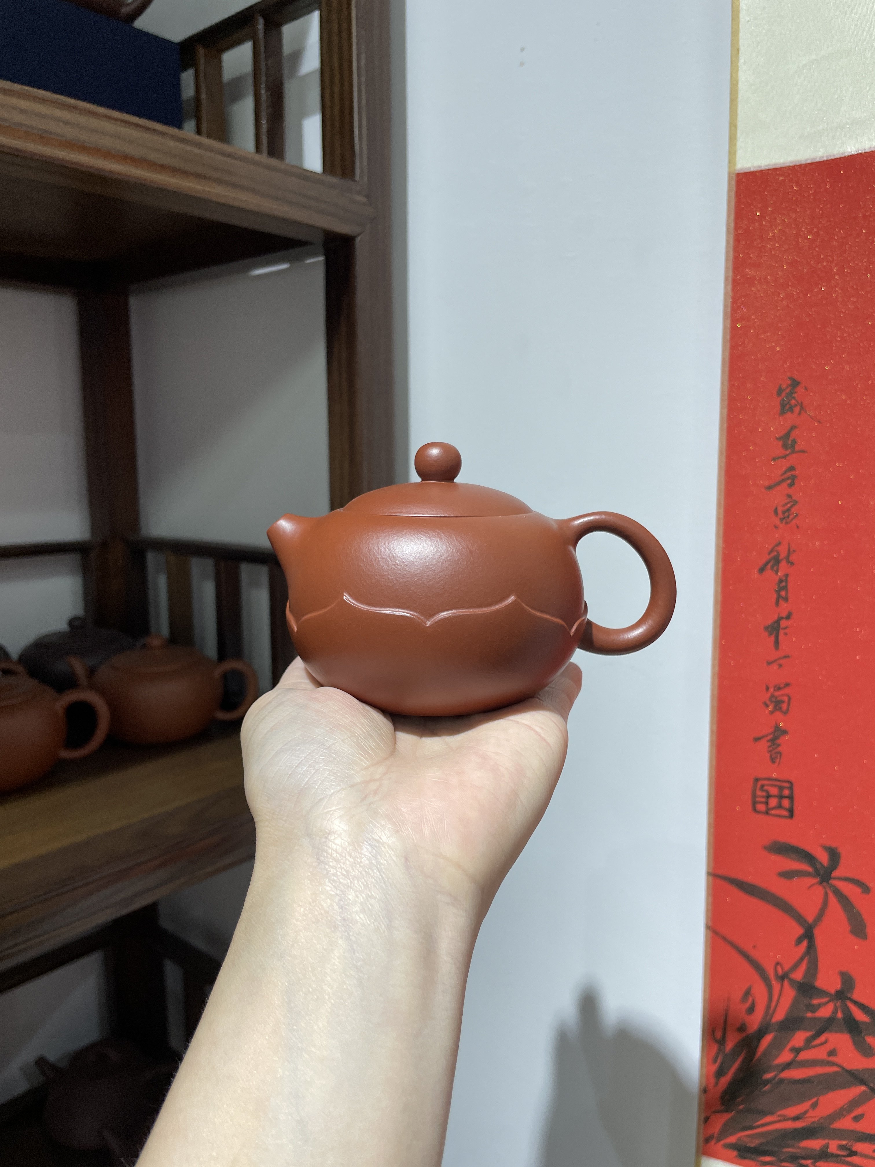 瑕疵处理 宜兴紫砂壶 手工莲花茶壶