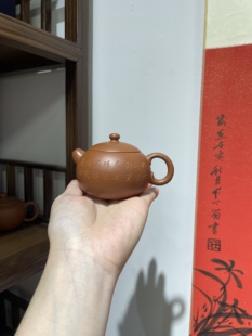 宜兴紫砂壶 手工刻绘西施茶壶 助工老红泥130cc内推工夫泡茶器具