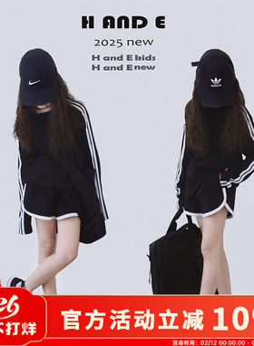 黑色运动防晒衫母女亲子装2026夏季条纹休闲女童短裤套装