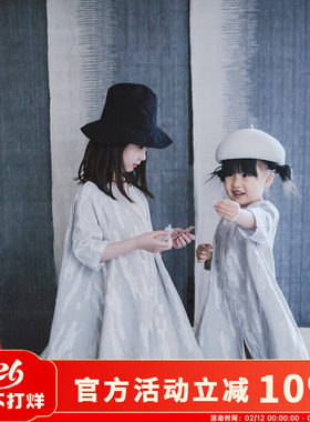 原创设计棉麻绣花A字森女裙女童中大童绣花白色迷彩连衣裙