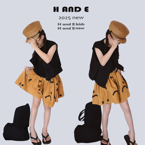 HANDE2023年潮流橘色印花裙裤