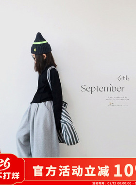 H AND E 原创童装女童灰色加绒卫裤街头风2026秋季新款小众高级感