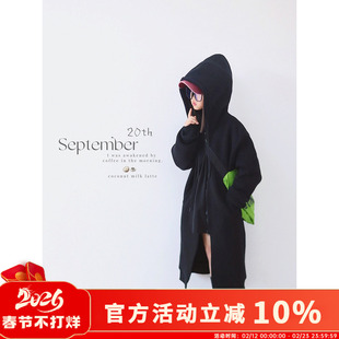 H AND E 原创童装女童卫衣加厚长款外套2026年早秋新款小众设计感