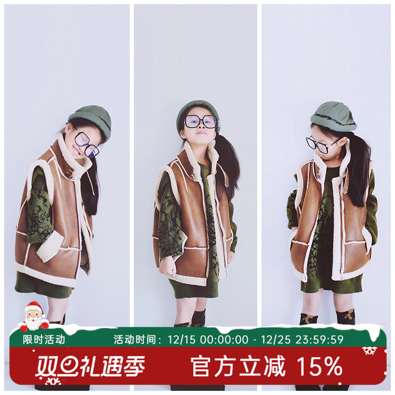 原创皮毛一体加厚保暖轻薄马甲