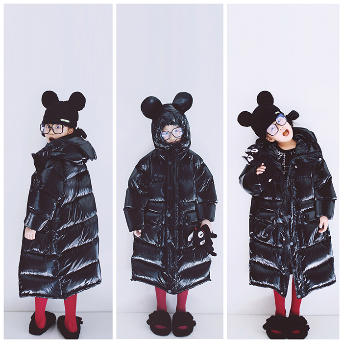 原创设计立体耳朵长款米奇羽绒服