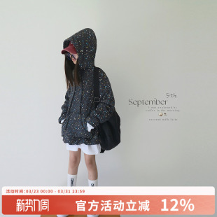 H AND E 原创童装泼墨连帽卫衣女童2026秋新款设计感薄款休闲上衣