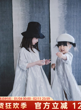 原创设计棉麻绣花A字森女裙女童中大童绣花白色迷彩连衣裙