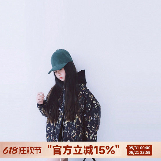 H AND E原创女童个性迷彩字母羽绒服加厚保暖白鸭绒儿童长款外套