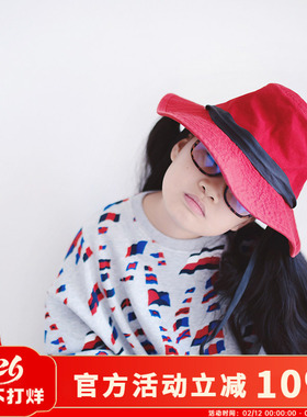 原创女童卫衣秋装上衣几何灰色宽松洋气可爱中大童打底衫