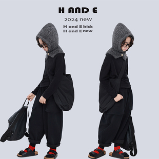 原创童装 2025秋冬季 休闲裤 AND 女冬季 460克黑色加厚垮裤 新款
