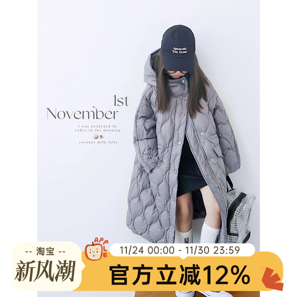 HANDE洋气加长款连帽羽绒服