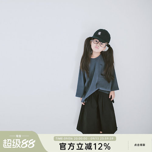 hande长袖t恤纯色圆领宽松洋气