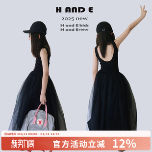 黑天鹅连衣纱裙女童2026夏新款 原创童装 收腰高级感吊带裙 AND