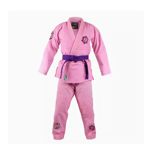 FLUORY新款 粉色巴西柔术道服女款成人 BJJ GI 儿童柔道服训练服