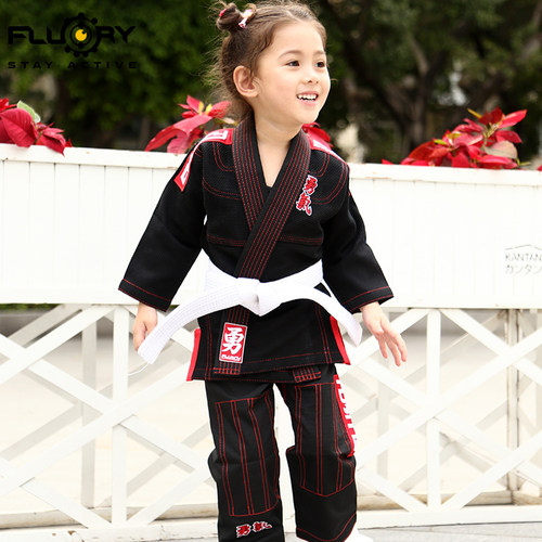 FLUORY火垒巴西柔术道服女童BJJ GI柔道服专业训练服刺绣可爱儿童