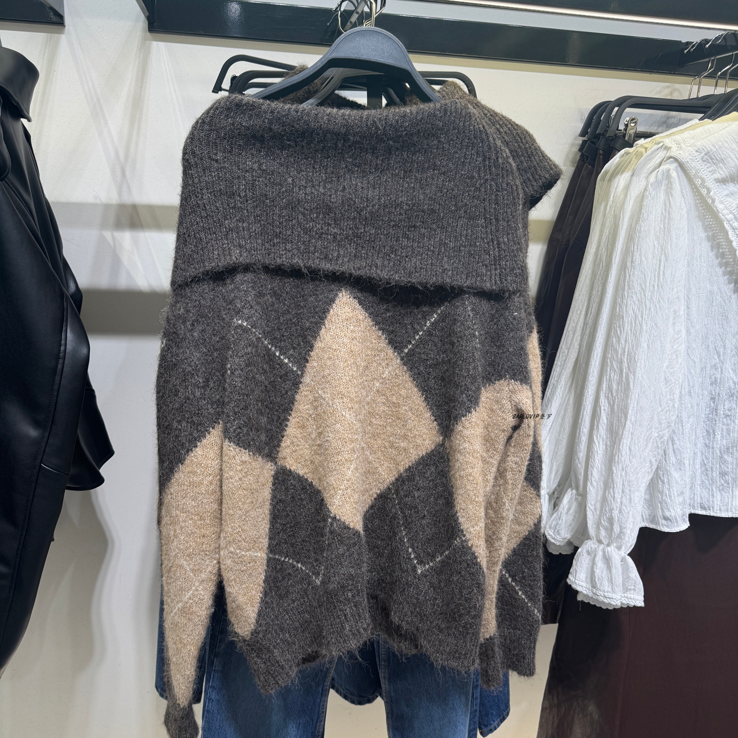 ZARluvip查罗露肩毛衣针织衫女装