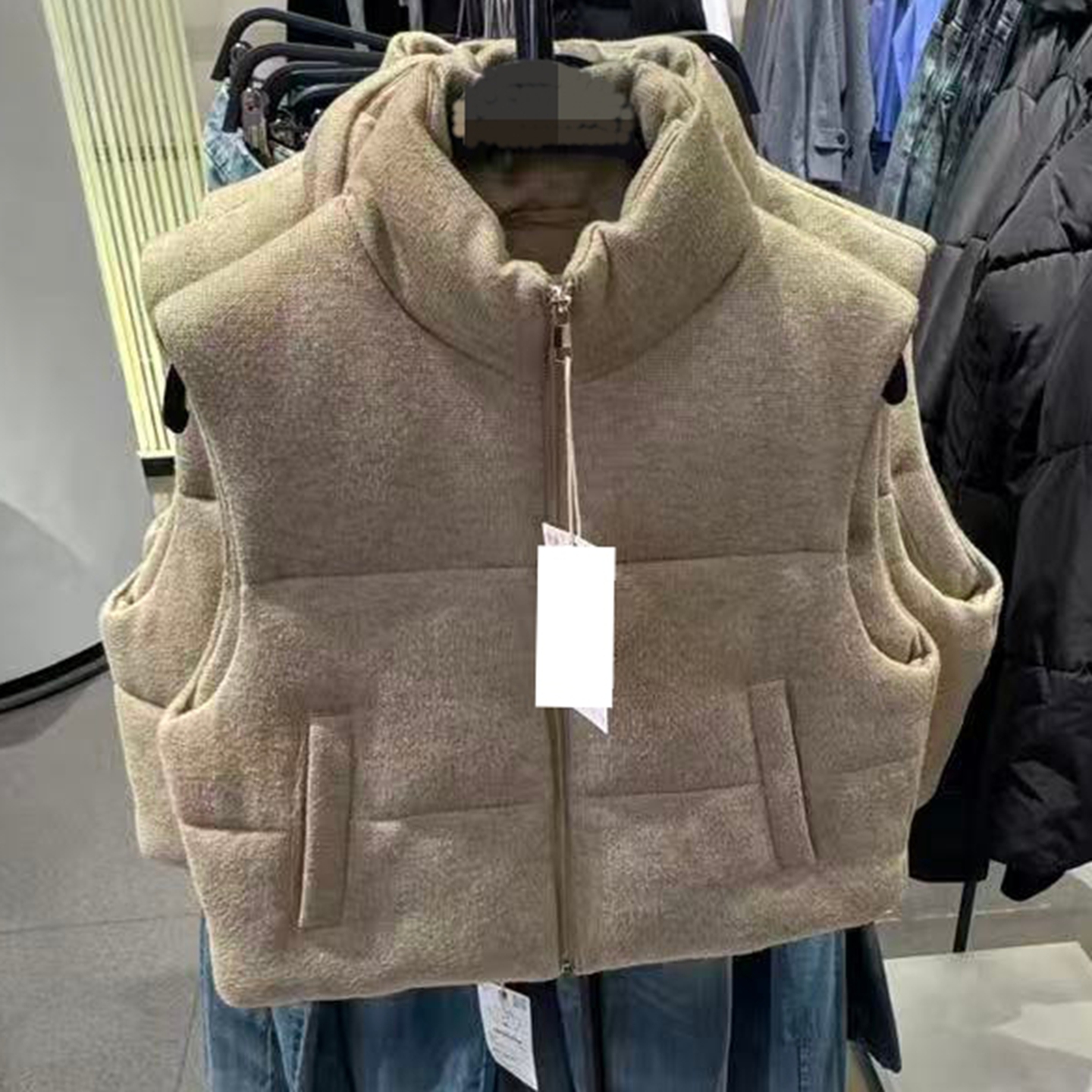 ZARluvip查罗短款面包服马甲外套