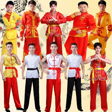 赛龙舟演出服装男款陕北腰鼓民族舞蹈服饰男装秧歌打鼓服舞龙舞狮