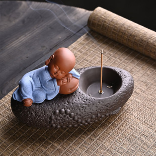 香炉茶道紫砂线香底座香插摆件禅意家用室内托盘立式 香薰炉檀香