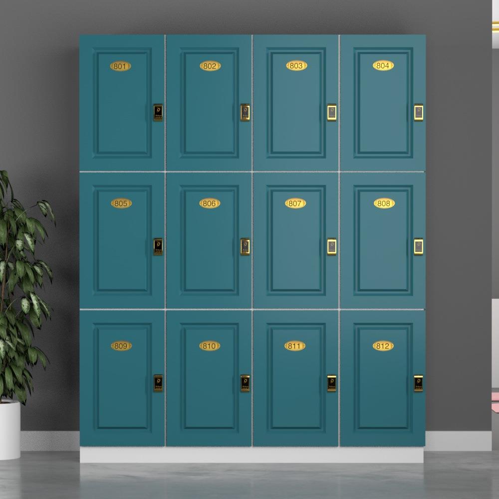 孔雀蓝更衣柜健身房木质员工储物柜浴室洗浴中心鞋柜带锁瑜伽柜子