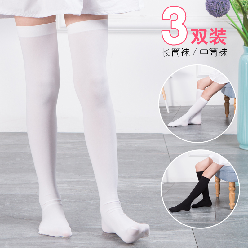 春夏过膝袜女童白色舞蹈袜长腿袜