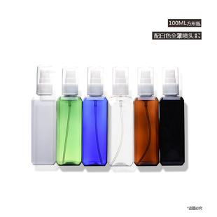 100ml毫升方瓶PET塑料全罩喷雾小样瓶香水花露水小喷壶空瓶子分装