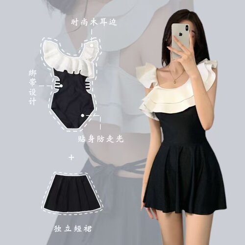 连体显瘦遮肚保守温泉泳衣女