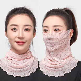 围脖女套头夏季薄款防晒百变小丝巾护脖子百搭脖套口罩多功能纱巾