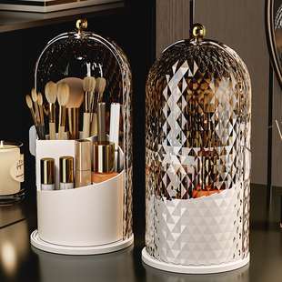 旋转化妆收纳盒轻奢刷收纳筒防尘梳妆台桌面眉笔美妆刷子笔筒笔架