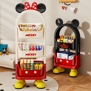迪士尼零食置物架家用客厅高颜值放零食架子小推车可爱玩具收纳架