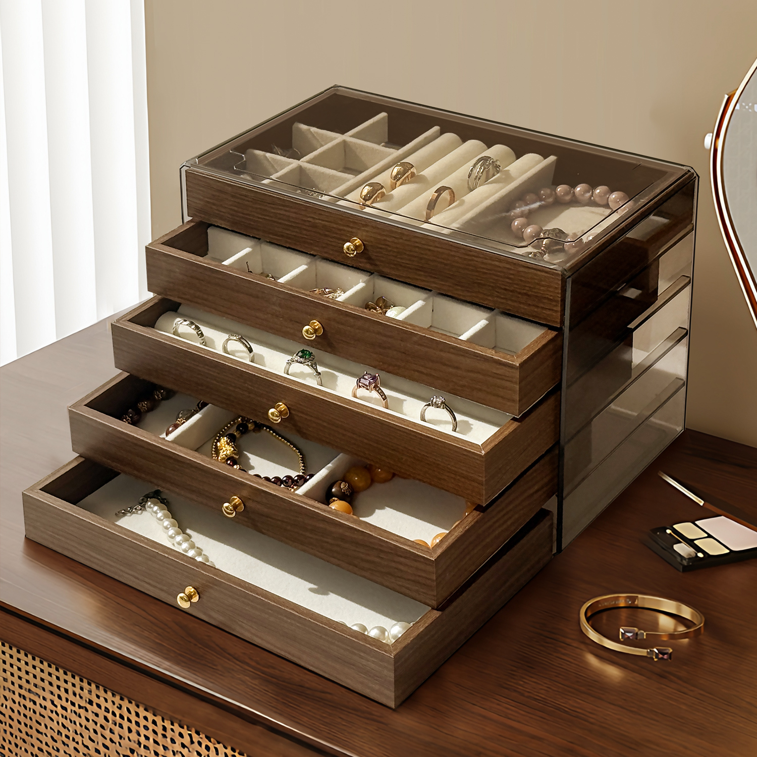 首饰收纳盒高档精致木质多层