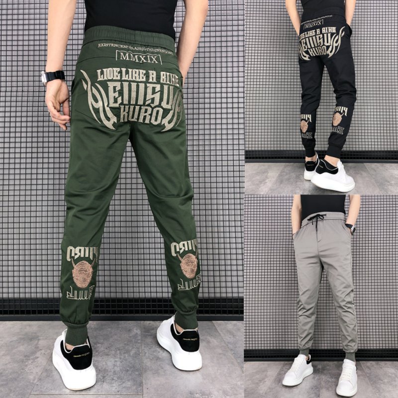 新款休闲裤子刺绣百搭时尚