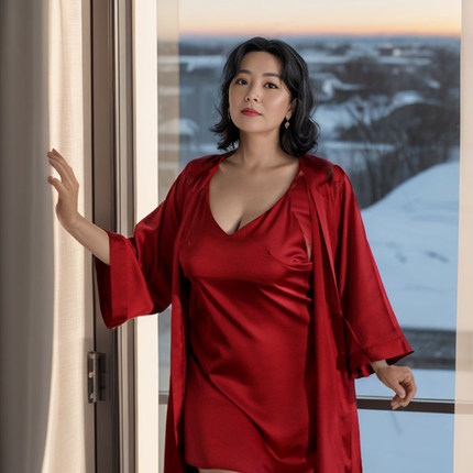 大码性感睡衣两件套性感火辣V领吊带睡裙胖妹妹睡袍210斤可外穿女